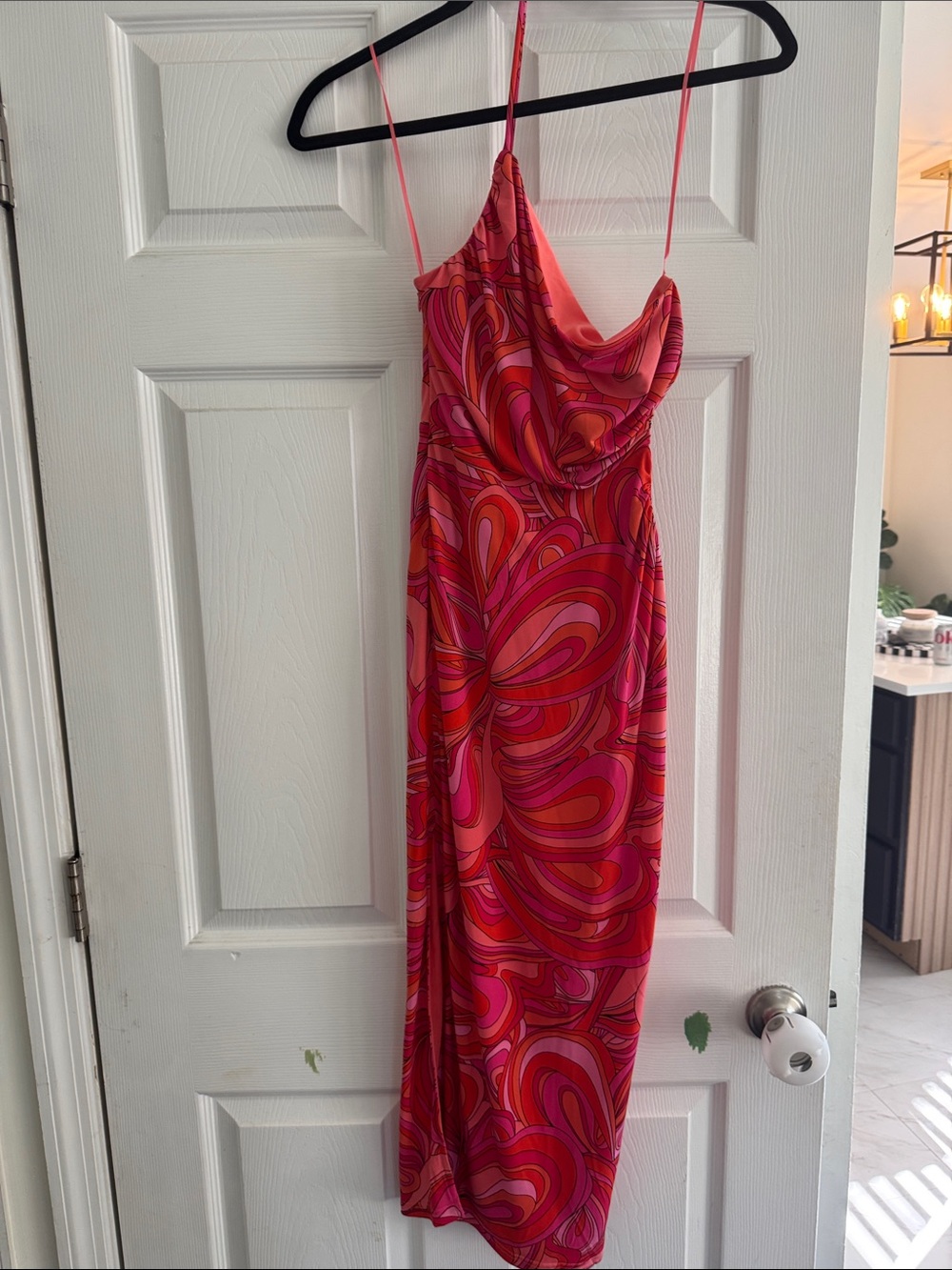 Vici Pink & Red Swirl One-Shoulder Dress